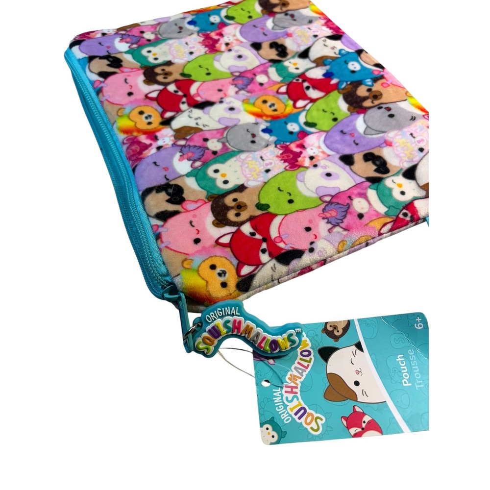 Squishmallows Plush Zipper Pouch All Over Print Multi Character Makeup Bag NWT